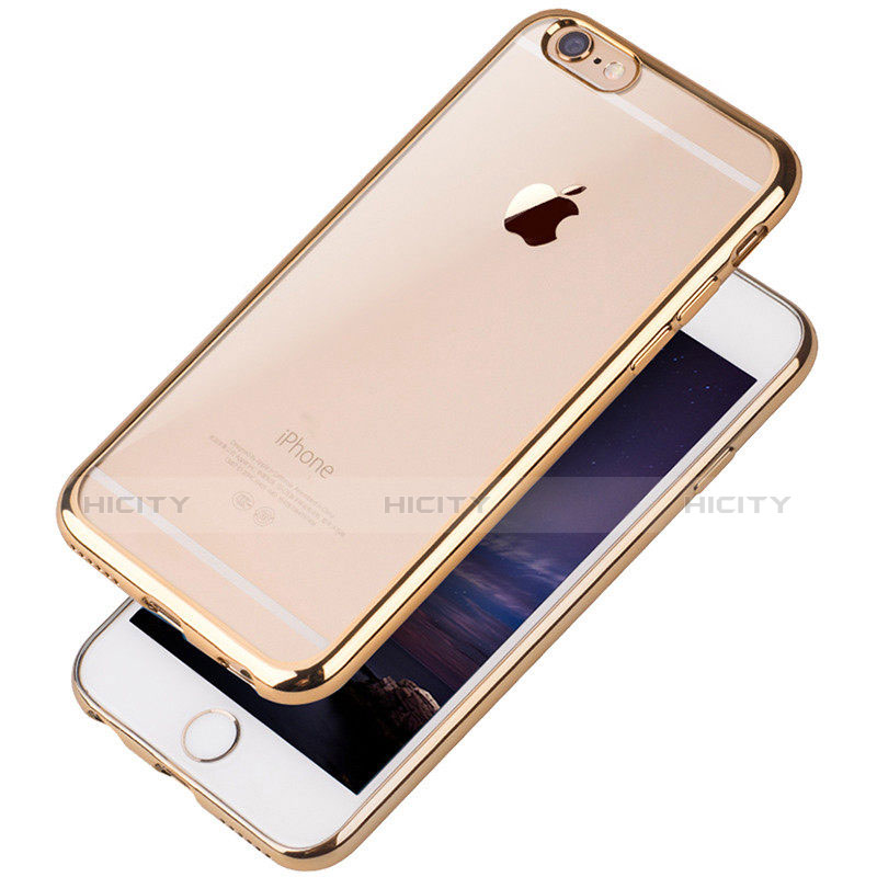 Silikon Schutzhülle Ultra Dünn Tasche Durchsichtig Transparent T08 für Apple iPhone 6 Gold