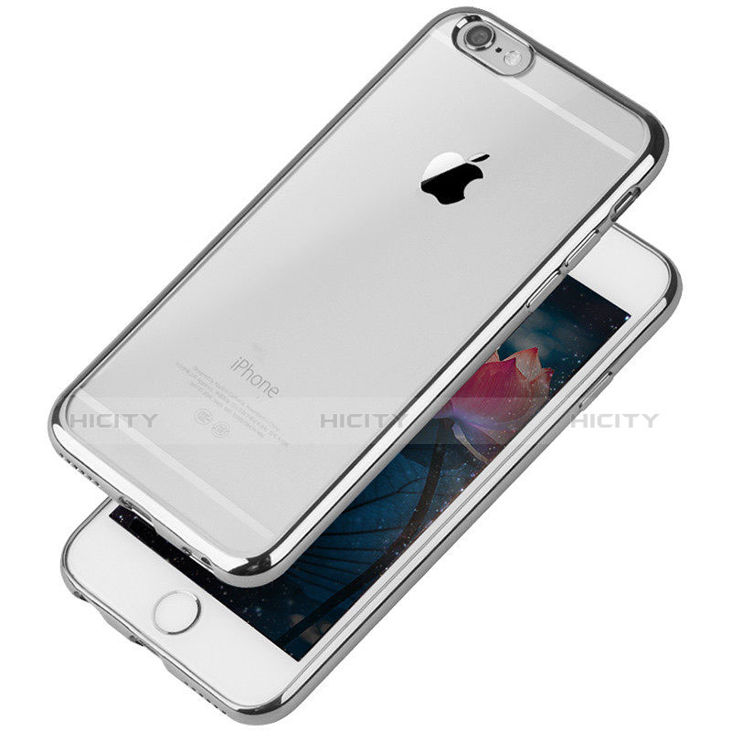 Silikon Schutzhülle Ultra Dünn Tasche Durchsichtig Transparent T08 für Apple iPhone 6S Silber