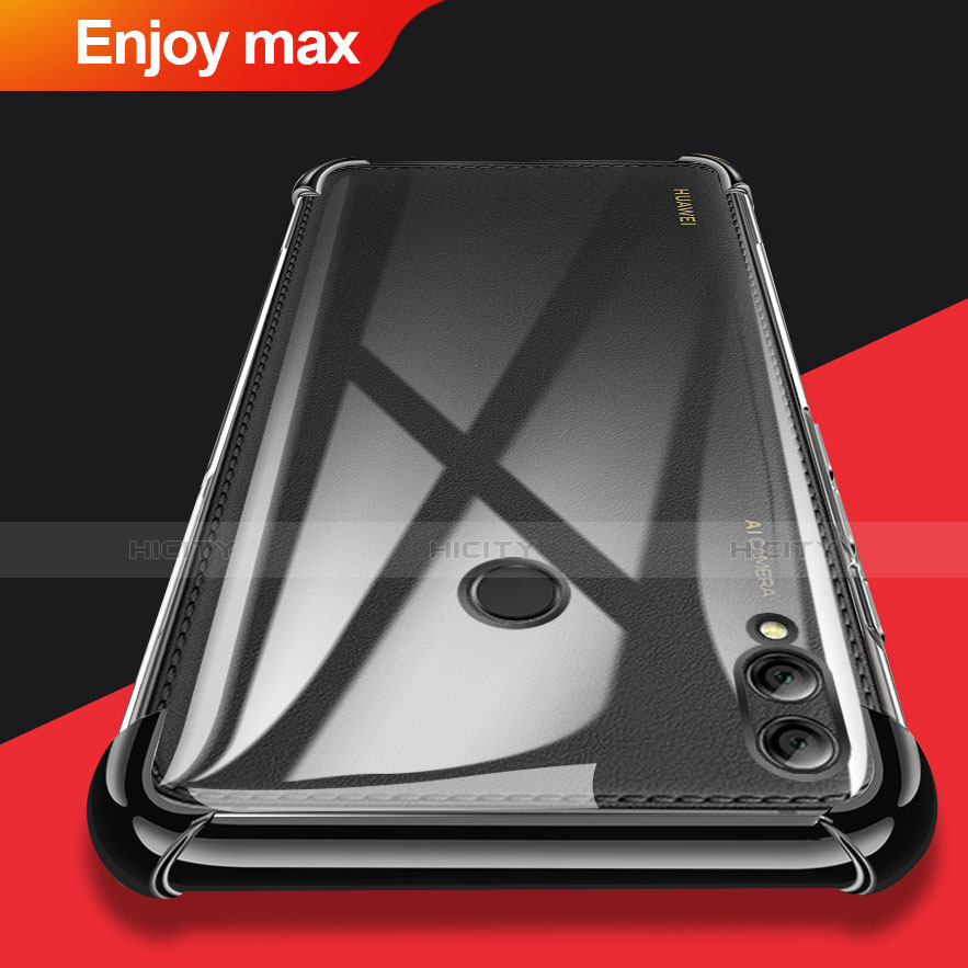 Silikon Schutzhülle Ultra Dünn Tasche Durchsichtig Transparent T08 für Huawei Enjoy Max Schwarz