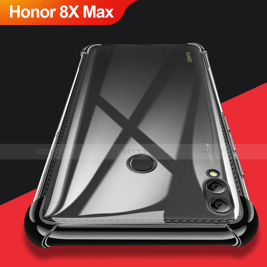 Silikon Schutzhülle Ultra Dünn Tasche Durchsichtig Transparent T08 für Huawei Honor 8X Max Schwarz