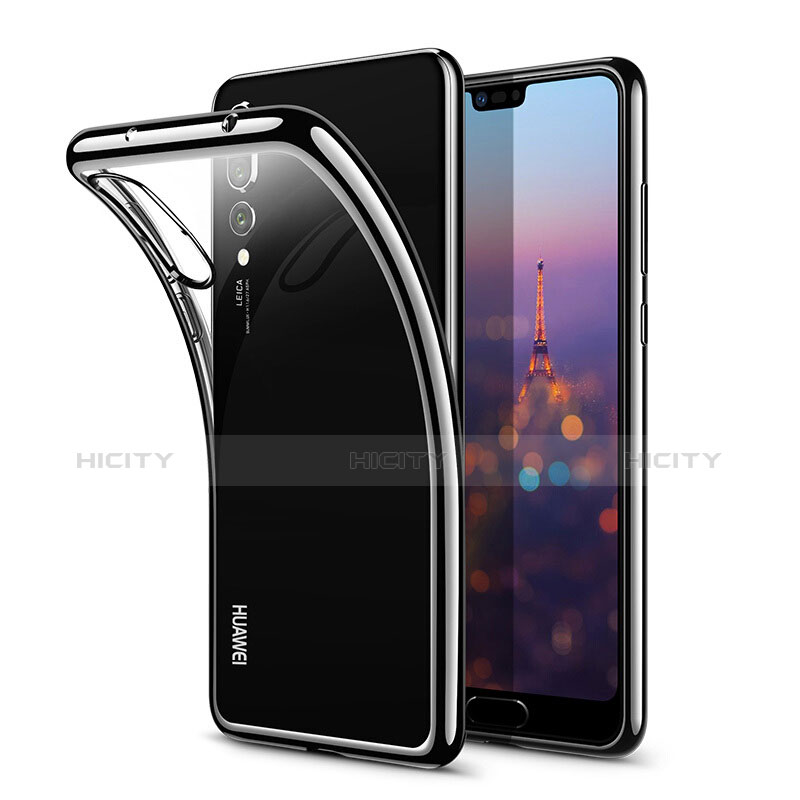 Silikon Schutzhülle Ultra Dünn Tasche Durchsichtig Transparent T08 für Huawei P20 Pro Schwarz