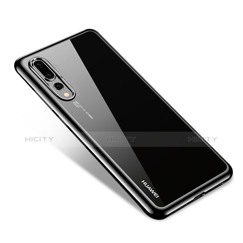 Silikon Schutzhülle Ultra Dünn Tasche Durchsichtig Transparent T08 für Huawei P20 Pro Schwarz