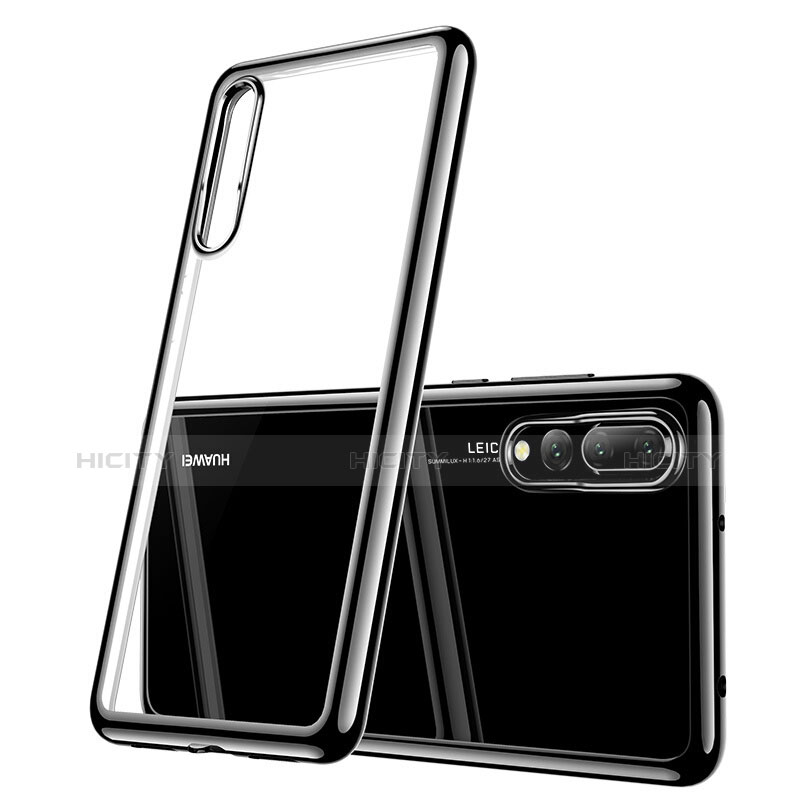 Silikon Schutzhülle Ultra Dünn Tasche Durchsichtig Transparent T08 für Huawei P20 Pro Schwarz