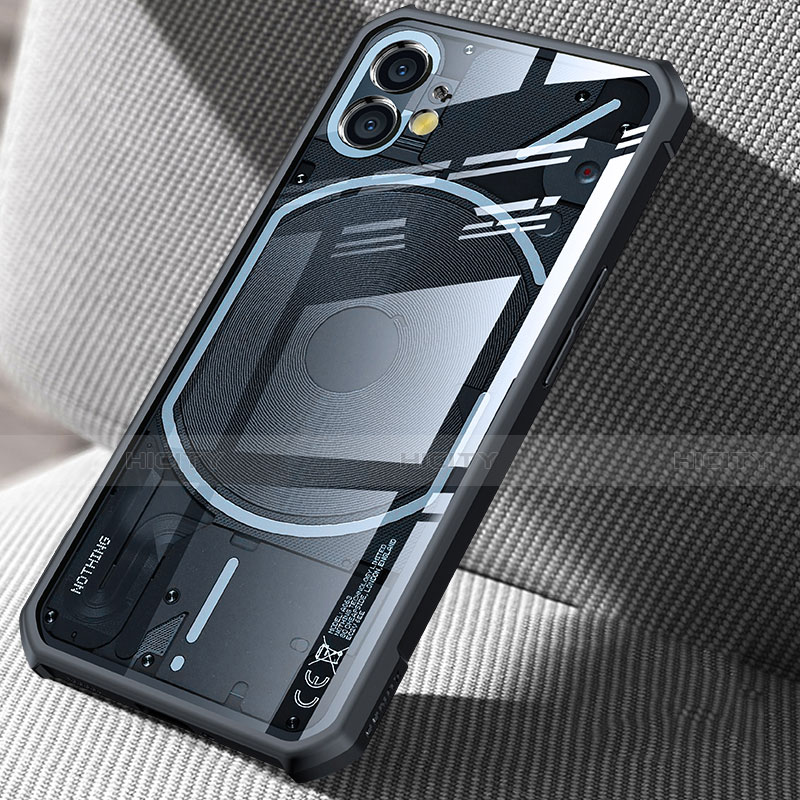Silikon Schutzhülle Ultra Dünn Tasche Durchsichtig Transparent T08 für Nothing Phone 1 Schwarz groß