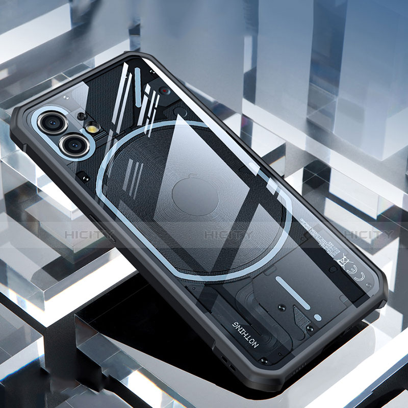 Silikon Schutzhülle Ultra Dünn Tasche Durchsichtig Transparent T08 für Nothing Phone 1 Schwarz groß