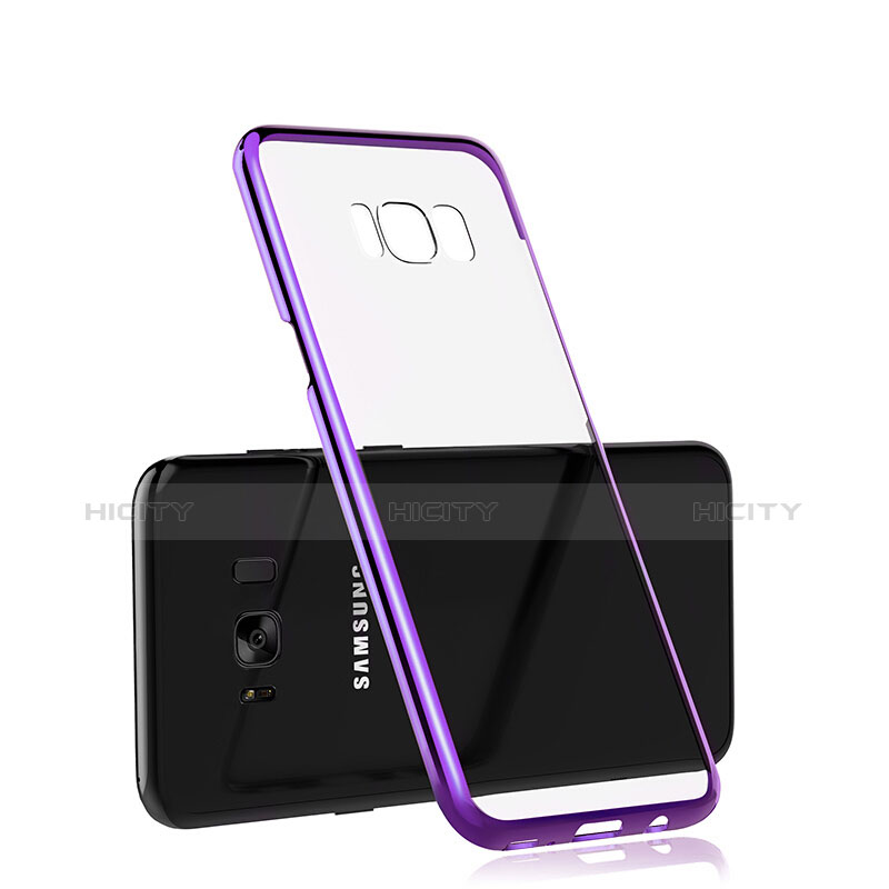 Silikon Schutzhülle Ultra Dünn Tasche Durchsichtig Transparent T08 für Samsung Galaxy S8 Plus Violett