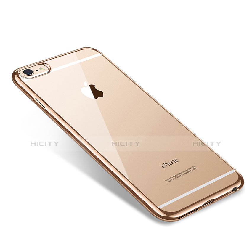 Silikon Schutzhülle Ultra Dünn Tasche Durchsichtig Transparent T09 für Apple iPhone 6S Plus Gold