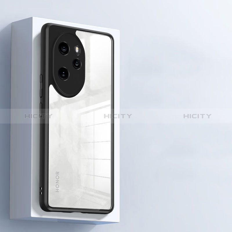 Silikon Schutzhülle Ultra Dünn Tasche Durchsichtig Transparent T09 für Huawei Honor 100 Pro 5G Schwarz groß