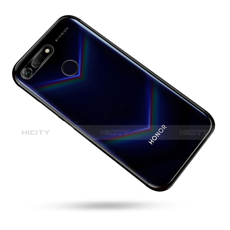 Silikon Schutzhülle Ultra Dünn Tasche Durchsichtig Transparent T09 für Huawei Honor V20 Schwarz groß