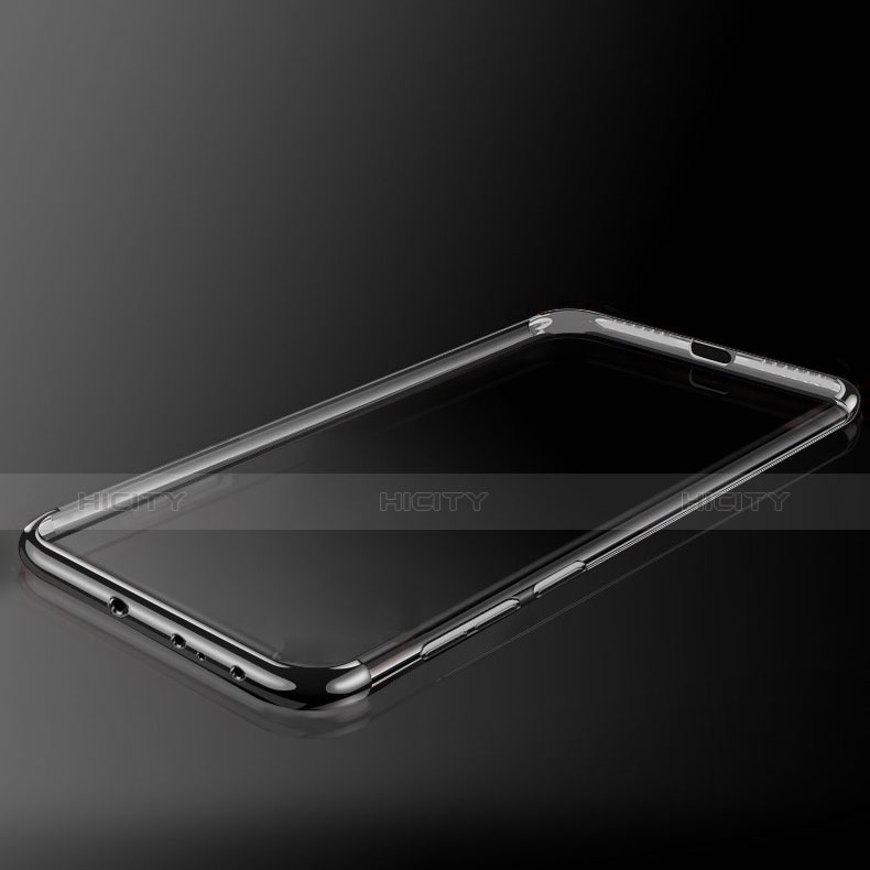 Silikon Schutzhülle Ultra Dünn Tasche Durchsichtig Transparent T09 für Huawei Honor V20 Schwarz groß