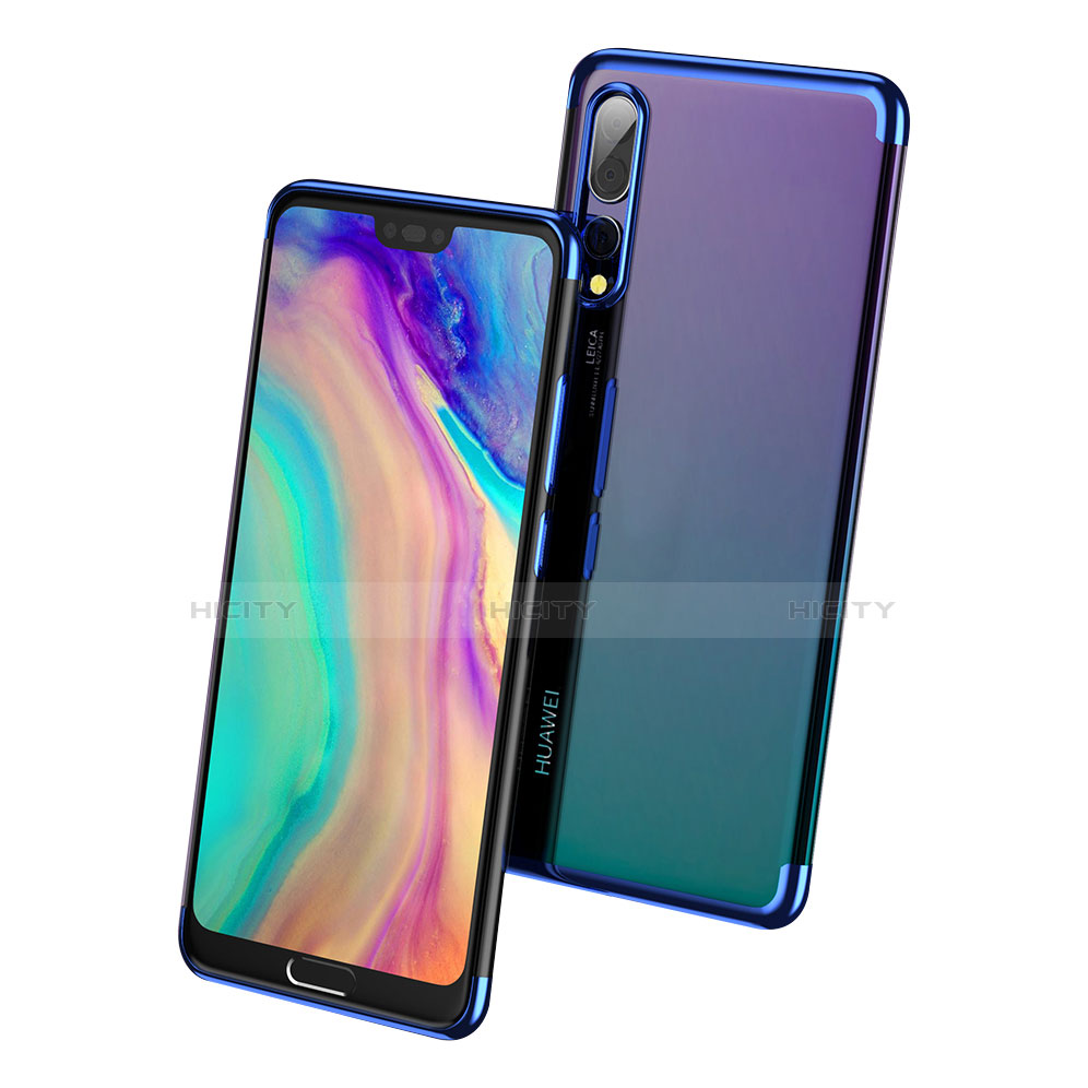 Silikon Schutzhülle Ultra Dünn Tasche Durchsichtig Transparent T09 für Huawei P20 Pro Blau