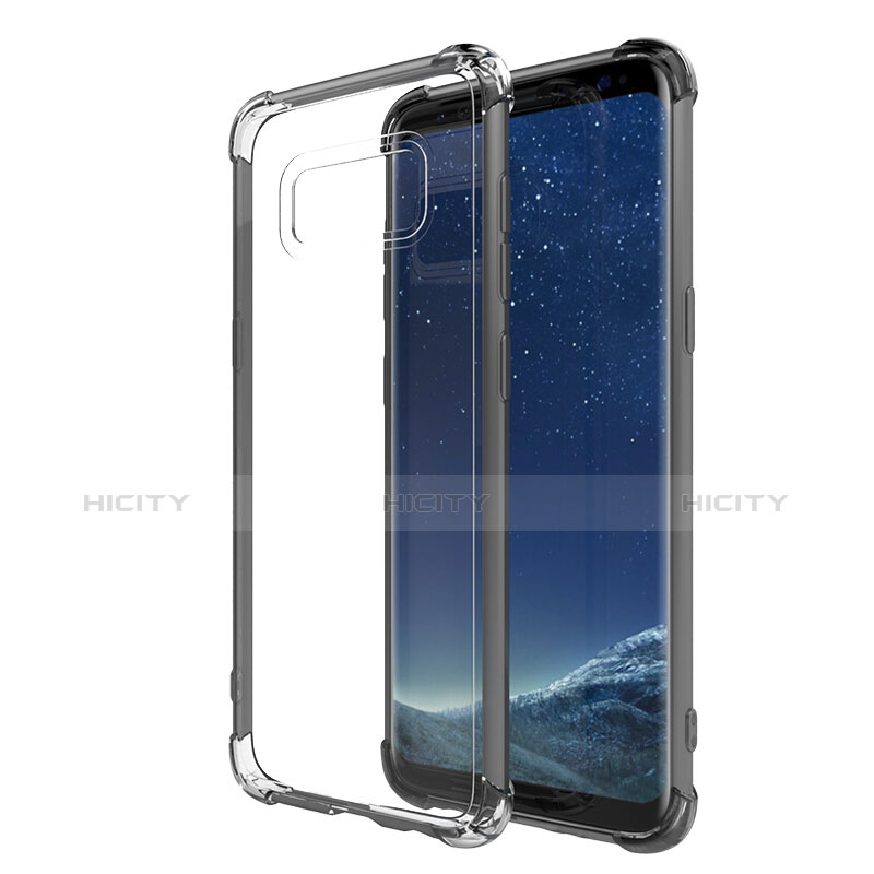 Silikon Schutzhülle Ultra Dünn Tasche Durchsichtig Transparent T10 für Samsung Galaxy S8 Grau