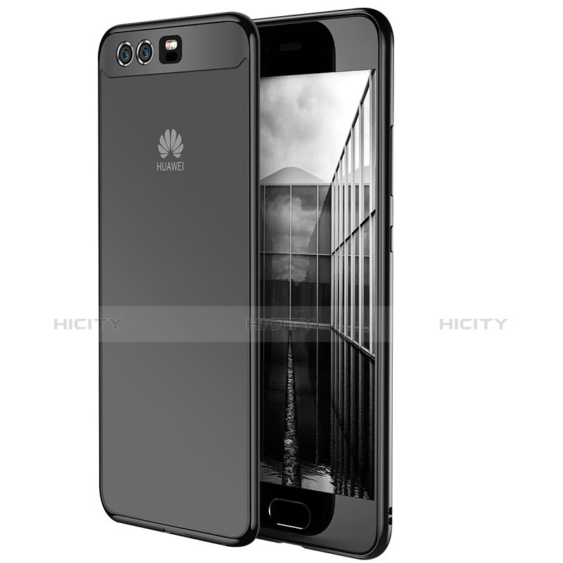 Silikon Schutzhülle Ultra Dünn Tasche Durchsichtig Transparent T11 für Huawei P10 Schwarz