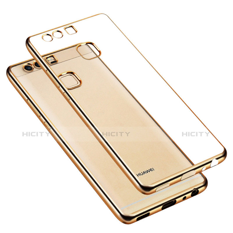 Silikon Schutzhülle Ultra Dünn Tasche Durchsichtig Transparent T11 für Huawei P9 Plus Gold groß