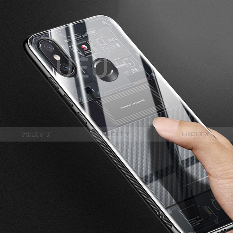 Silikon Schutzhülle Ultra Dünn Tasche Durchsichtig Transparent T11 für Xiaomi Mi 8 Schwarz