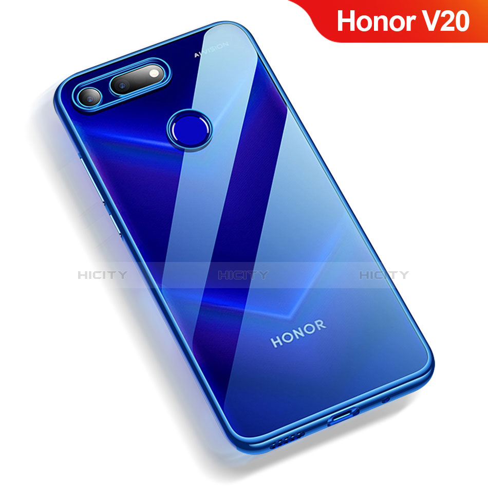 Silikon Schutzhülle Ultra Dünn Tasche Durchsichtig Transparent T12 für Huawei Honor V20 Blau Plus