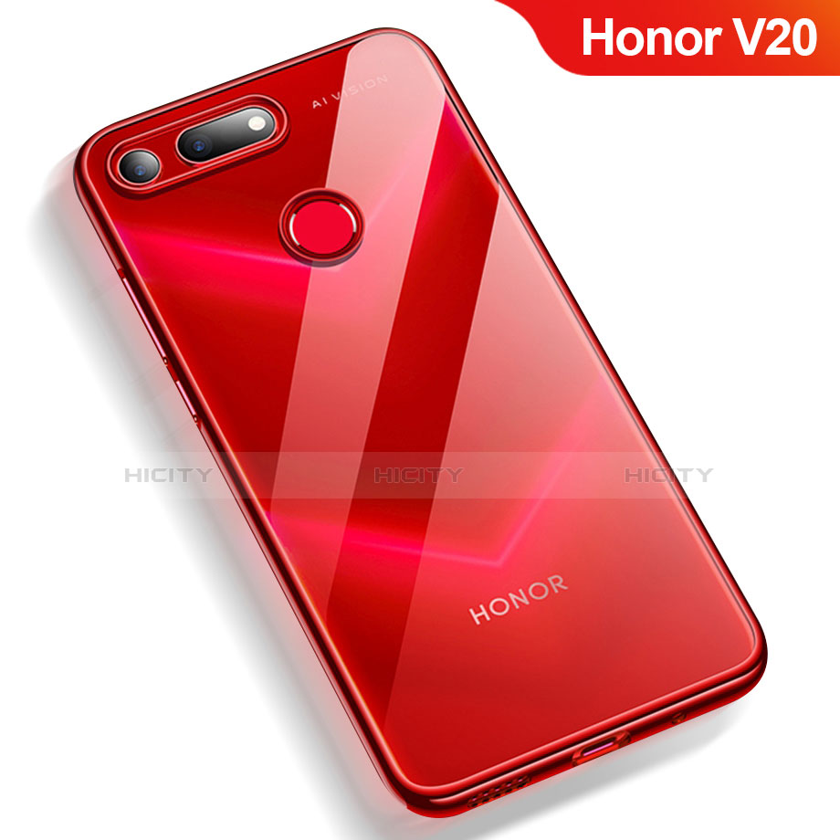 Silikon Schutzhülle Ultra Dünn Tasche Durchsichtig Transparent T12 für Huawei Honor View 20 Rot Plus