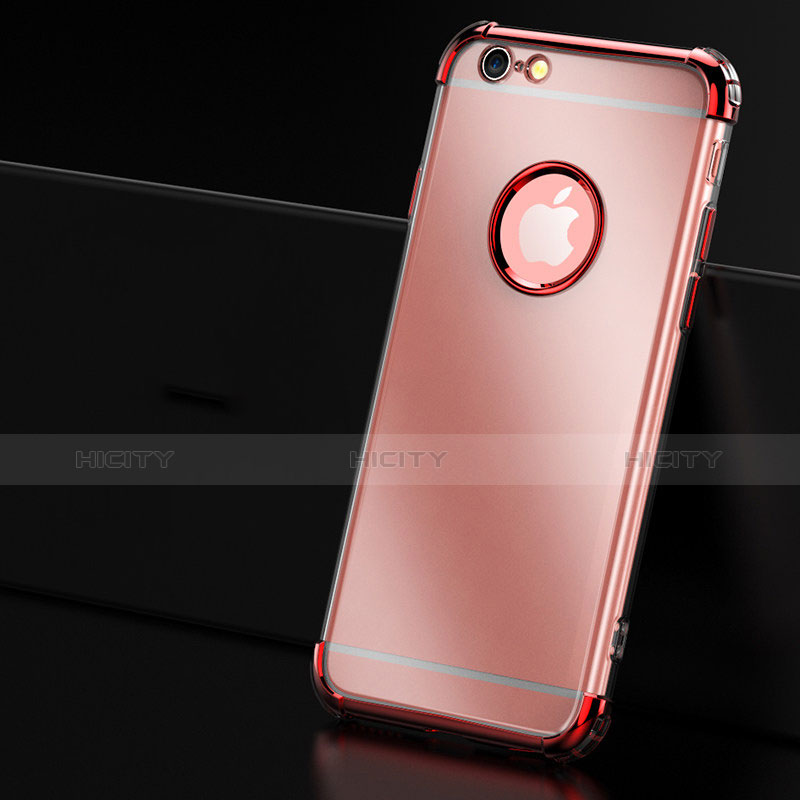 Silikon Schutzhülle Ultra Dünn Tasche Durchsichtig Transparent T14 für Apple iPhone 6 Rot