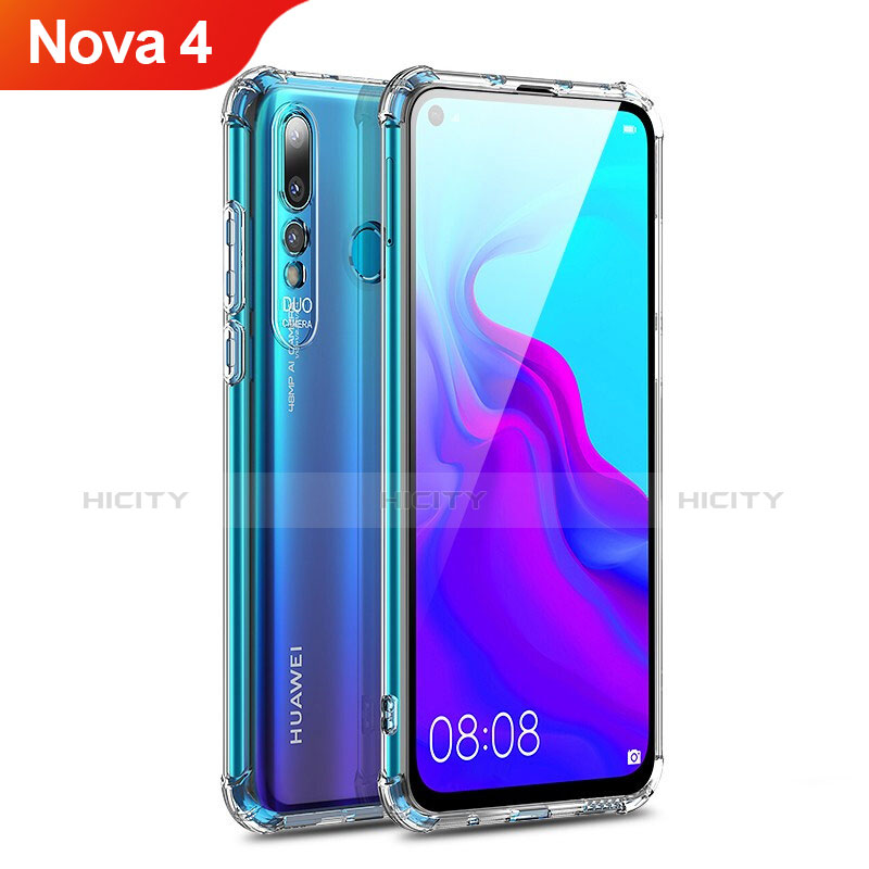 Silikon Schutzhülle Ultra Dünn Tasche Durchsichtig Transparent T14 für Huawei Nova 4 Rot