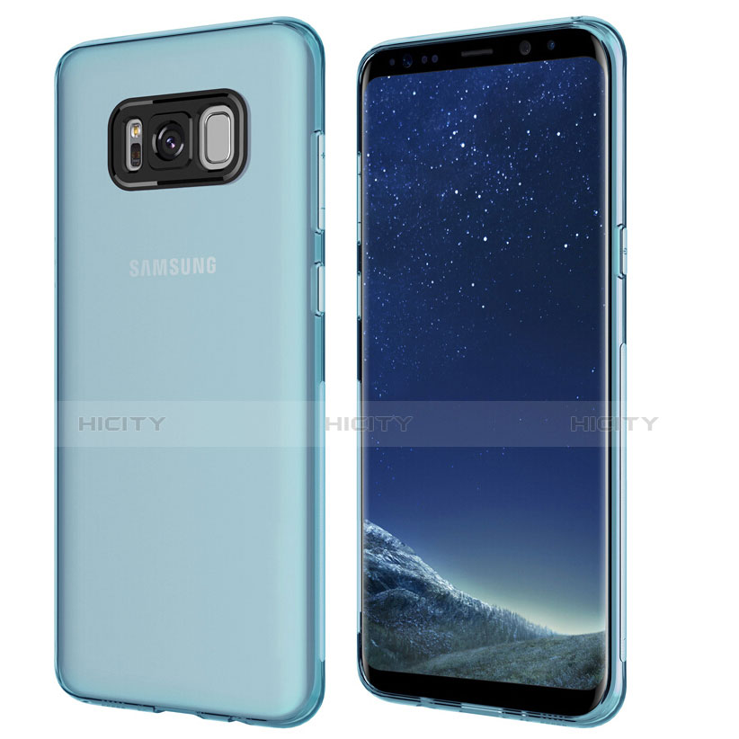 Silikon Schutzhülle Ultra Dünn Tasche Durchsichtig Transparent T15 für Samsung Galaxy S8 Plus Blau