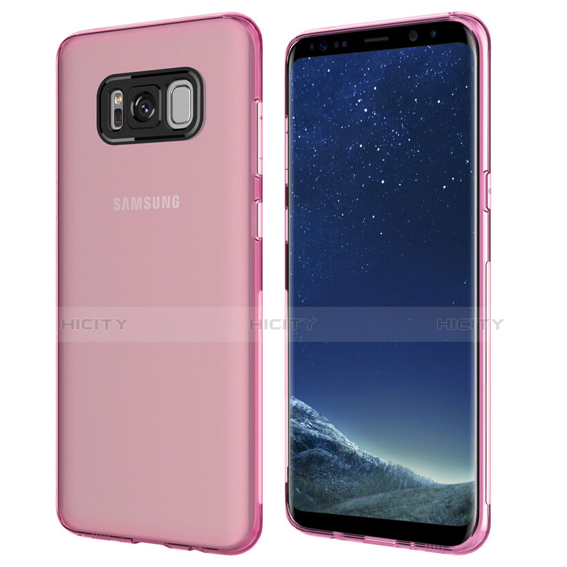 Silikon Schutzhülle Ultra Dünn Tasche Durchsichtig Transparent T15 für Samsung Galaxy S8 Rosa