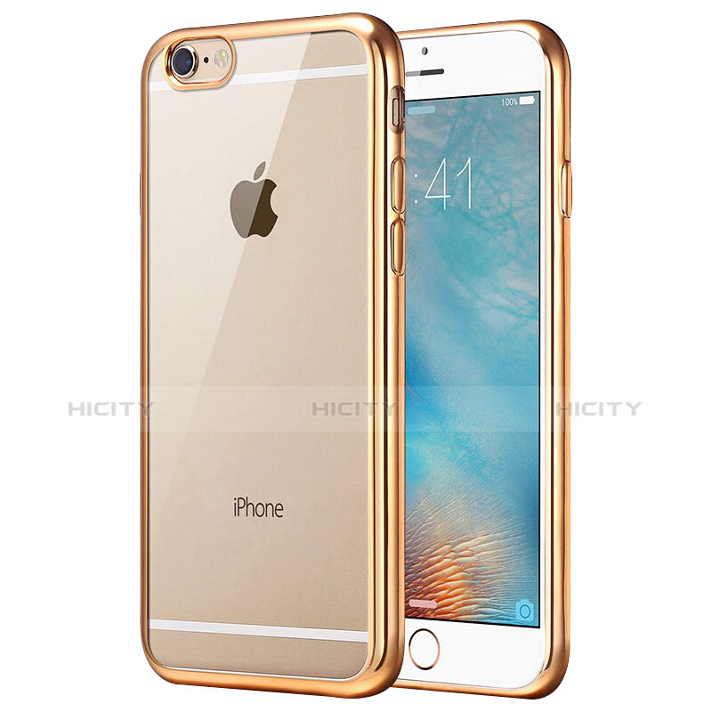 Silikon Schutzhülle Ultra Dünn Tasche Durchsichtig Transparent T16 für Apple iPhone 6 Gold