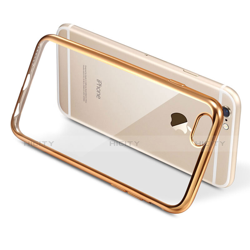 Silikon Schutzhülle Ultra Dünn Tasche Durchsichtig Transparent T16 für Apple iPhone 6 Gold