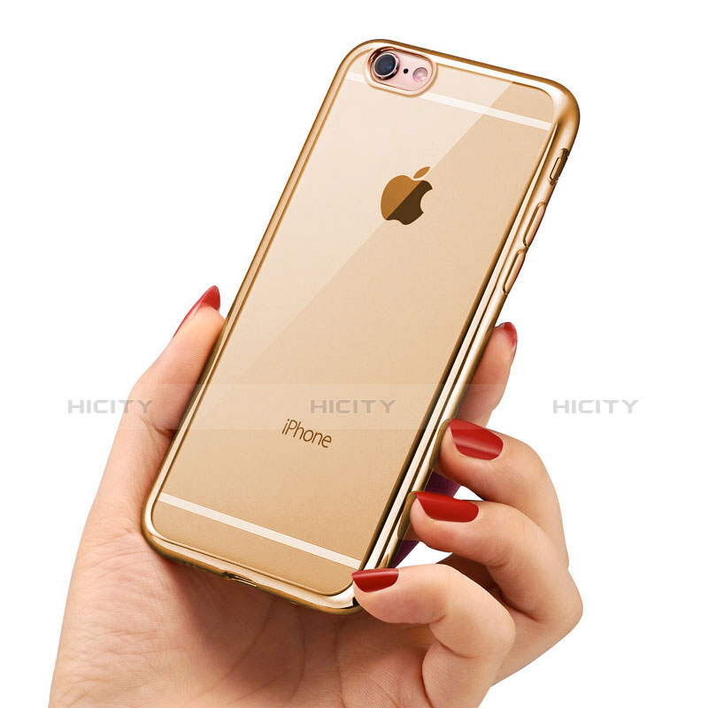 Silikon Schutzhülle Ultra Dünn Tasche Durchsichtig Transparent T16 für Apple iPhone 6 Gold