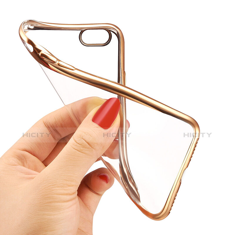 Silikon Schutzhülle Ultra Dünn Tasche Durchsichtig Transparent T16 für Apple iPhone 6 Gold