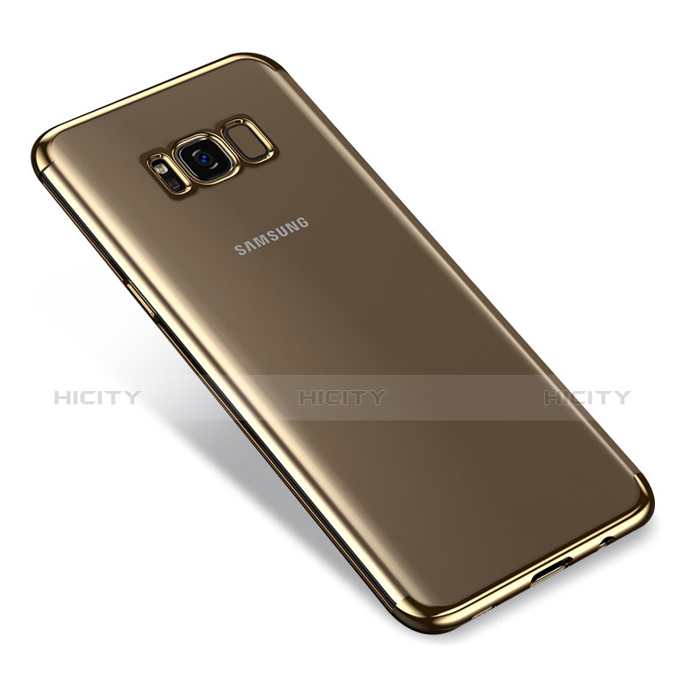 Silikon Schutzhülle Ultra Dünn Tasche Durchsichtig Transparent T17 für Samsung Galaxy S8 Gold groß