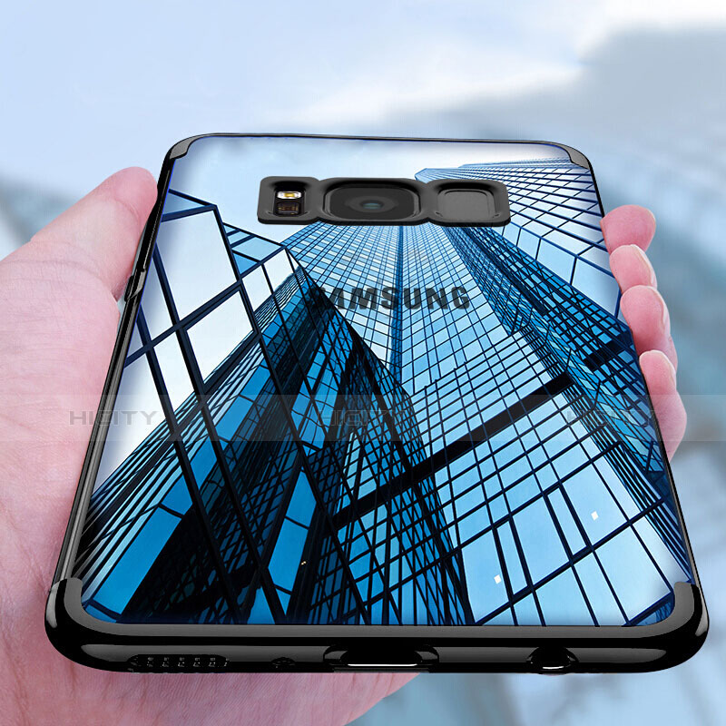 Silikon Schutzhülle Ultra Dünn Tasche Durchsichtig Transparent T17 für Samsung Galaxy S8 Schwarz