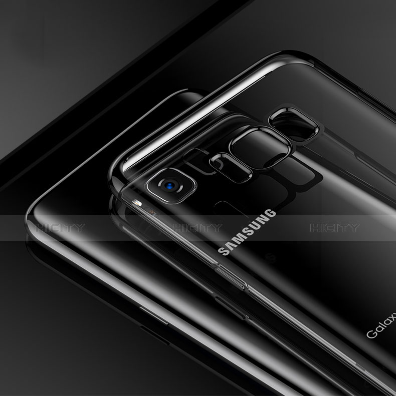 Silikon Schutzhülle Ultra Dünn Tasche Durchsichtig Transparent T17 für Samsung Galaxy S8 Schwarz