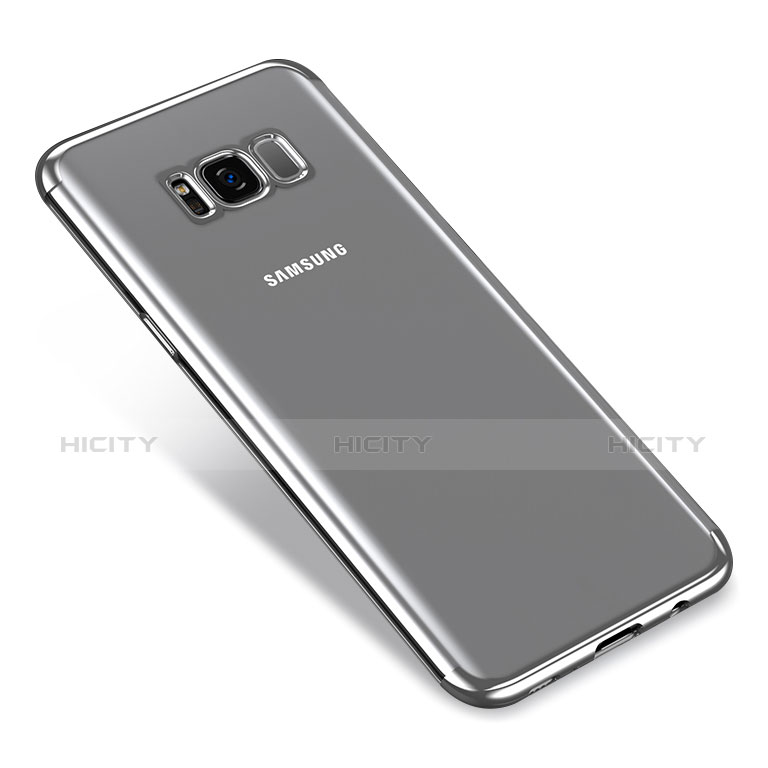 Silikon Schutzhülle Ultra Dünn Tasche Durchsichtig Transparent T17 für Samsung Galaxy S8 Silber groß