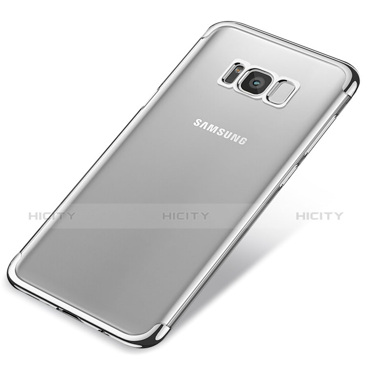 Silikon Schutzhülle Ultra Dünn Tasche Durchsichtig Transparent T17 für Samsung Galaxy S8 Silber groß