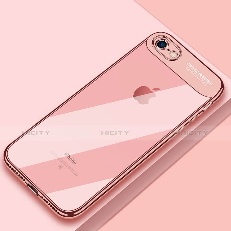 Silikon Schutzhülle Ultra Dünn Tasche Durchsichtig Transparent T18 für Apple iPhone 7 Rosegold