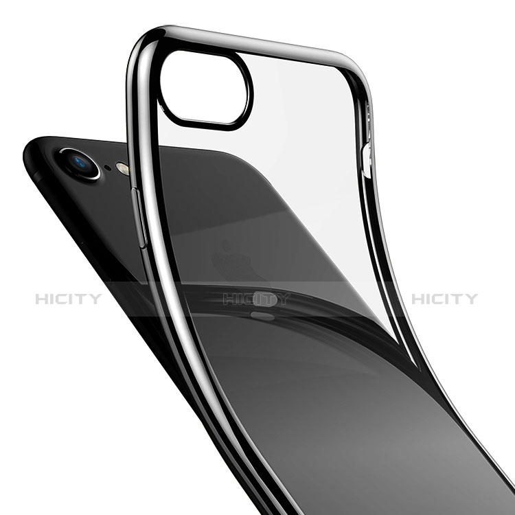 Silikon Schutzhülle Ultra Dünn Tasche Durchsichtig Transparent T18 für Apple iPhone 7 Schwarz