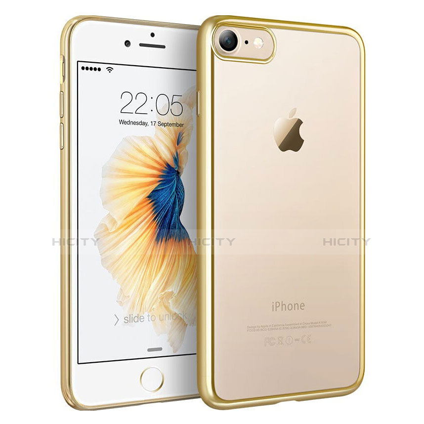 Silikon Schutzhülle Ultra Dünn Tasche Durchsichtig Transparent T18 für Apple iPhone 8 Gold