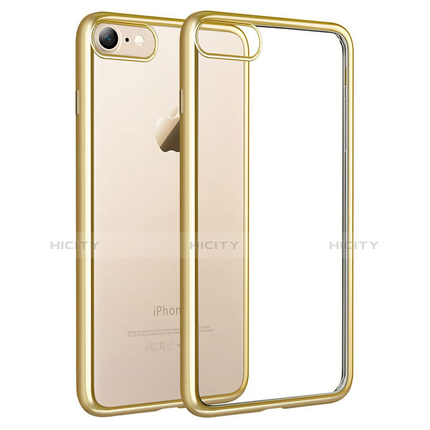 Silikon Schutzhülle Ultra Dünn Tasche Durchsichtig Transparent T18 für Apple iPhone 8 Gold