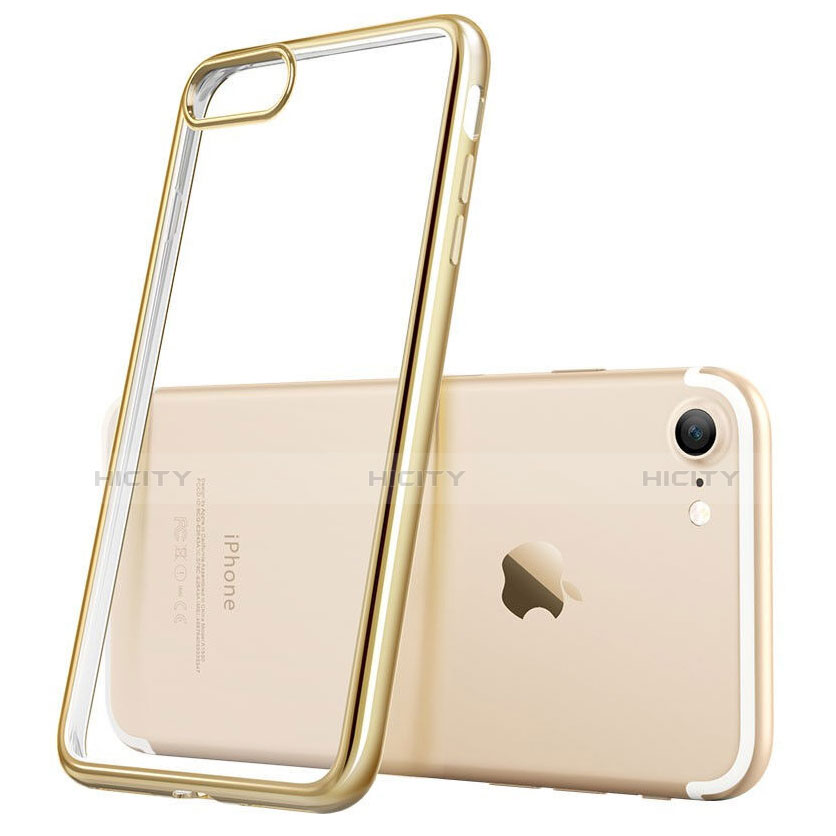 Silikon Schutzhülle Ultra Dünn Tasche Durchsichtig Transparent T18 für Apple iPhone 8 Gold