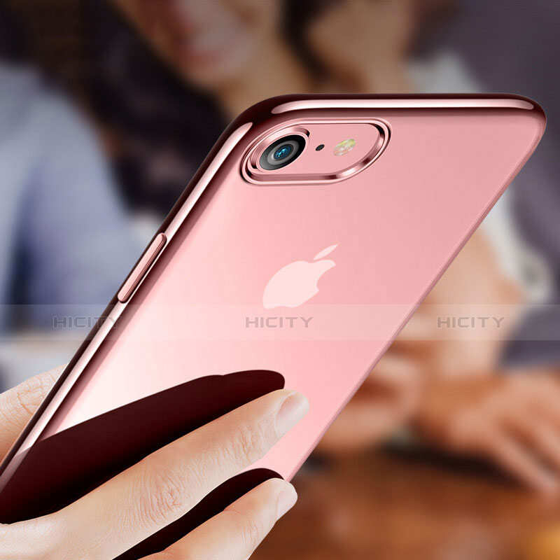 Silikon Schutzhülle Ultra Dünn Tasche Durchsichtig Transparent T18 für Apple iPhone 8 Rosegold