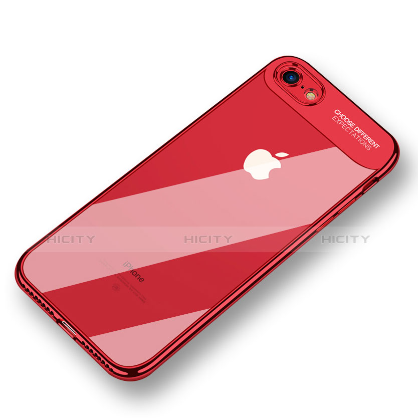 Silikon Schutzhülle Ultra Dünn Tasche Durchsichtig Transparent T18 für Apple iPhone 8 Rot