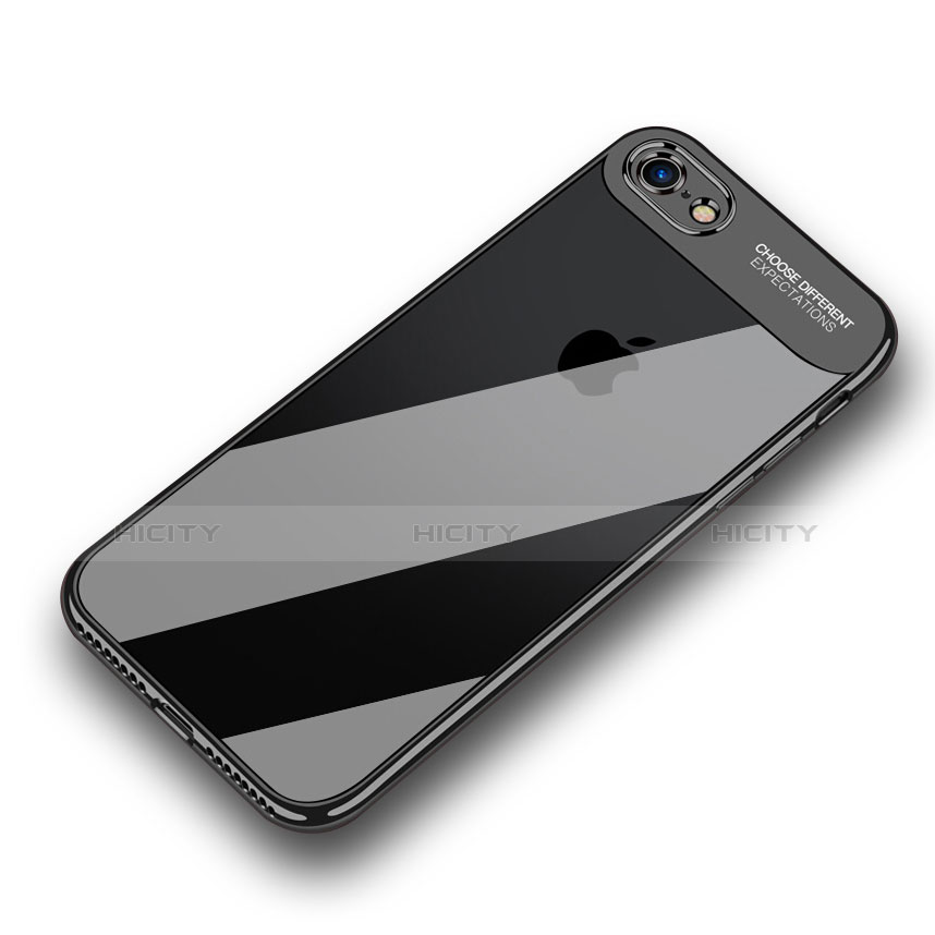 Silikon Schutzhülle Ultra Dünn Tasche Durchsichtig Transparent T18 für Apple iPhone 8 Schwarz