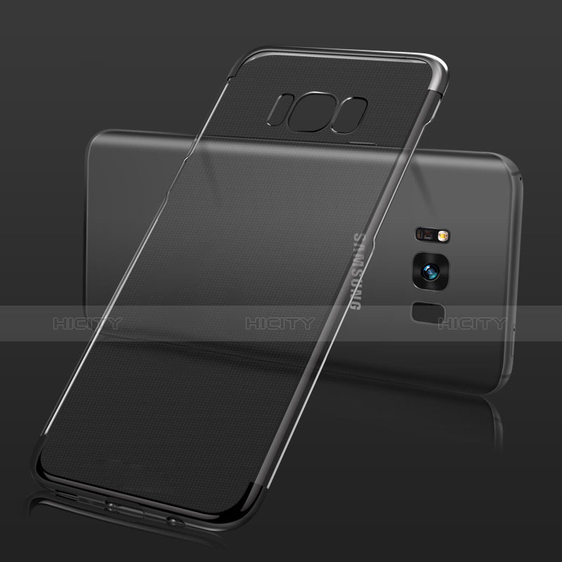 Silikon Schutzhülle Ultra Dünn Tasche Durchsichtig Transparent T18 für Samsung Galaxy S8 Schwarz