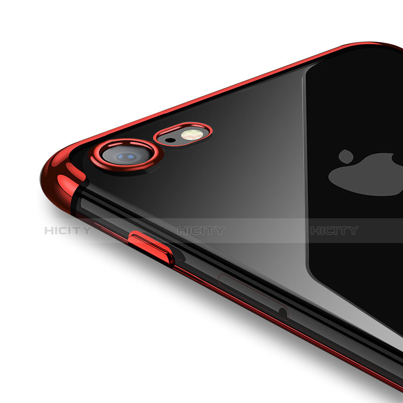 Silikon Schutzhülle Ultra Dünn Tasche Durchsichtig Transparent T19 für Apple iPhone 7 Rot