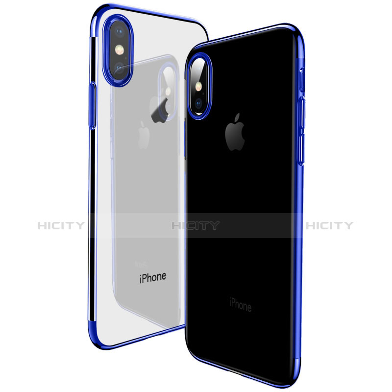 Silikon Schutzhülle Ultra Dünn Tasche Durchsichtig Transparent T19 für Apple iPhone X Blau