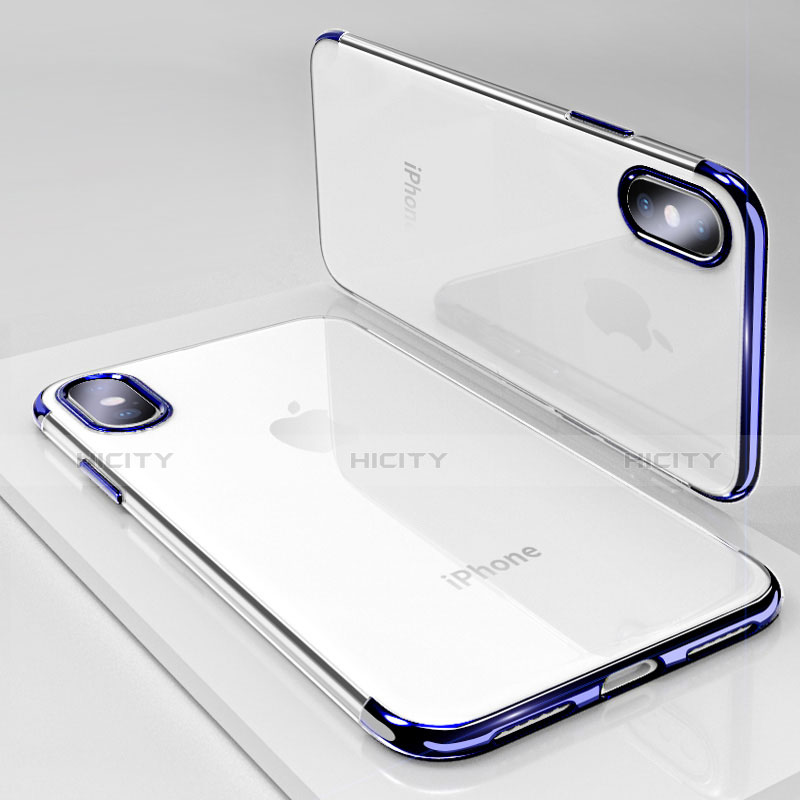 Silikon Schutzhülle Ultra Dünn Tasche Durchsichtig Transparent T19 für Apple iPhone X Blau