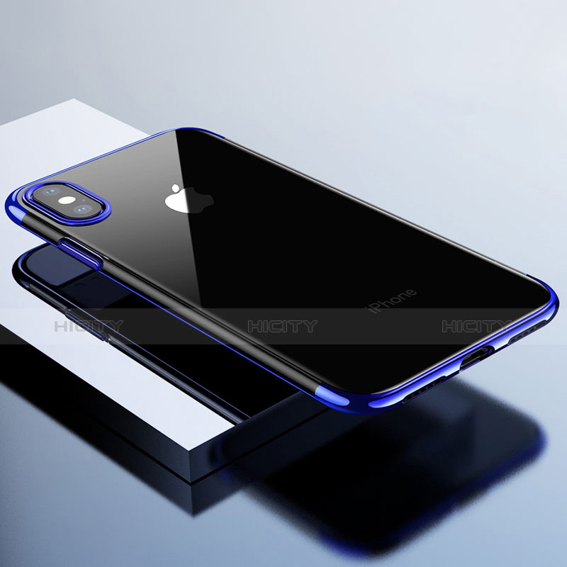 Silikon Schutzhülle Ultra Dünn Tasche Durchsichtig Transparent T19 für Apple iPhone X Blau