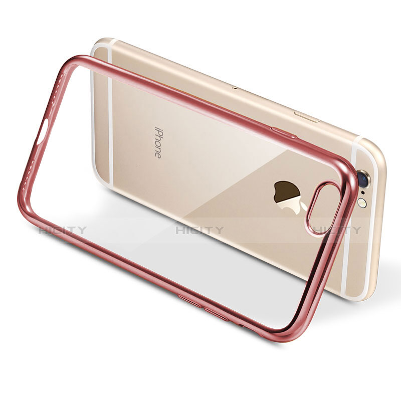 Silikon Schutzhülle Ultra Dünn Tasche Durchsichtig Transparent T21 für Apple iPhone 7 Rosegold groß