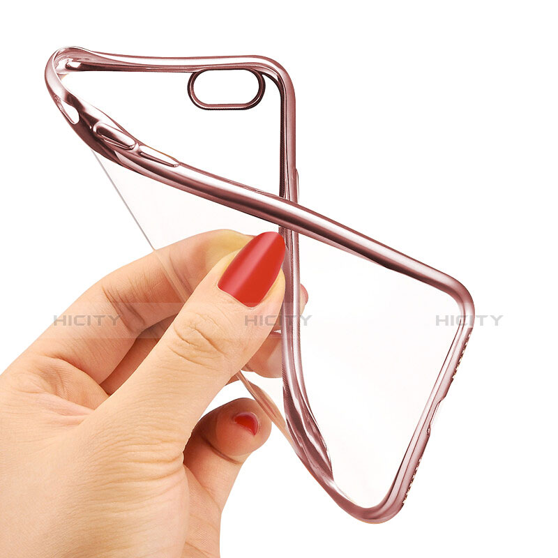 Silikon Schutzhülle Ultra Dünn Tasche Durchsichtig Transparent T21 für Apple iPhone 7 Rosegold groß