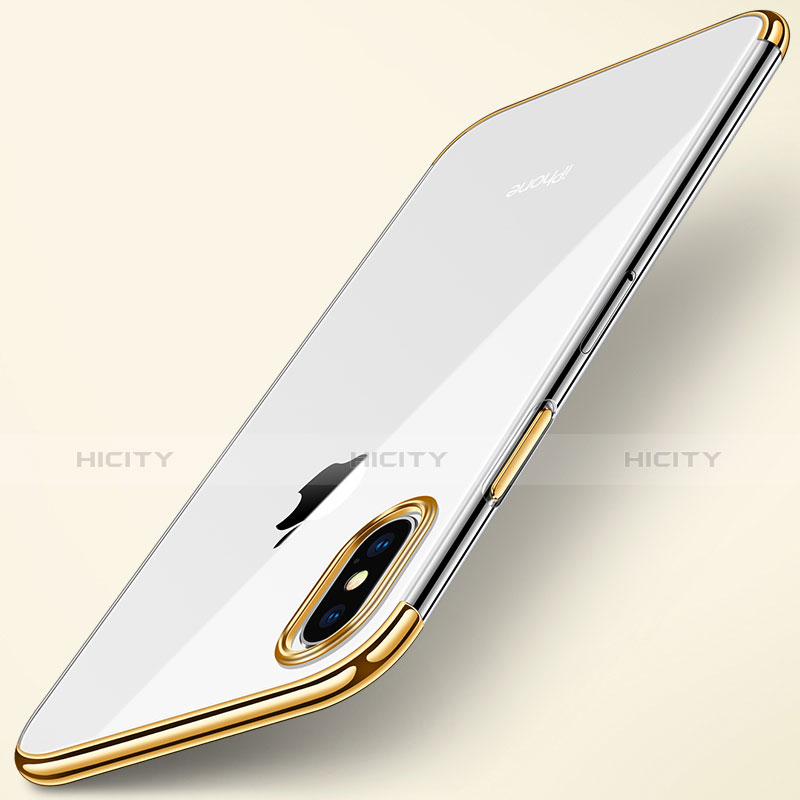 Silikon Schutzhülle Ultra Dünn Tasche Durchsichtig Transparent T24 für Apple iPhone Xs Gold